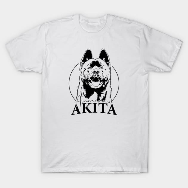 Funny Proud American Akita dog portrait gift T-Shirt by wilsigns